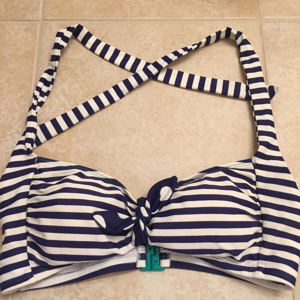 Boden twist front striped bikini top